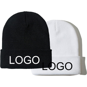 Gorro de Punto Cálido de Invierno para Mujer, Color Sólido, Estilo Informal, con Logotipo Bordado, para Usar en la Playa - Product Image 1