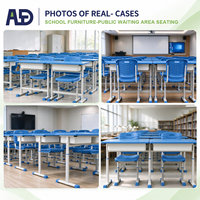 Ensemble de bureau et chaise réglables pour étudiants, mobilier scolaire moderne, structure en acier inoxydable, salle de classe