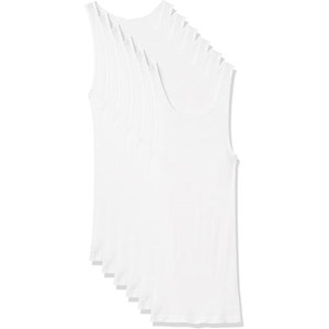 Men <b>Tank</b> <b>Tops</b> 100% Cotton Silver and <b>White</b> Sleeveless Undershirts Tagless Ribbed Slim Fit Muscle <b>Tank</b> <b>Top</b> with Scoop Neck - Product Image 1