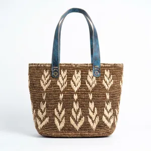 Bolso de Playa de Paja Hecho a Mano, Tejido, con Bordado Floral, Cierre de Cremallera, Forro de Algodón, para Uso Diario al Aire Libre y Fiestas - Product Image 2