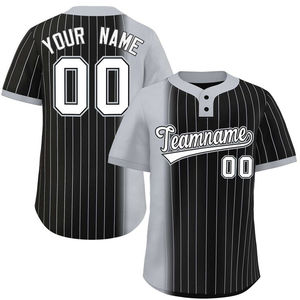 Chemises de sport à manches courtes boutonnées à motif de rayures respirantes personnalisées OEM Maillot de baseball et de softball pour hommes Logo personnalisé - Product Image 3