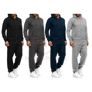 Joggins d'été décontractés grande taille pour hommes, doublure en polaire chaude, ensemble de survêtements de gymnastique en polyester deux pièces, ensemble de jogging pour les sports d'hiver - Product Image 5