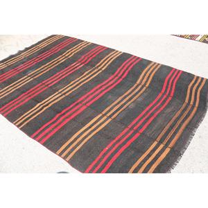 Grand tapis Kilim vintage 5,9x9,2 pi (181x280 cm), tapis turc oriental en laine noire - Product Image 4
