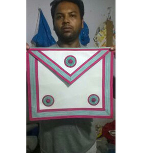 ผ้ากันเปื้อนลายมาสเตอร์ผ่านมาเครื่องราชกกุธภัณฑ์แบบปักด้วยมือลายอิฐผ่านมาพร้อมกับ2025คอปกแบบโซ่สีฟ้า - Product Image 6