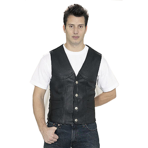 Motorista de cuero de piel de vaca de los hombres chaleco - Product Image 1