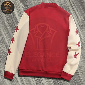 Veste de baseball universitaire décontractée à coupe ample avec imprimé étoiles contrastant, idéale pour le printemps et l'automne, disponible en gros - Product Image 2