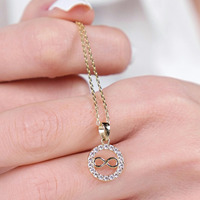 Cercle avec chaîne en diamant Infinity Collier pendentif solitaire avec cadeau d'anniversaire en or jaune 14 carats 18 carats cultivé en laboratoire pour elle-DS0537