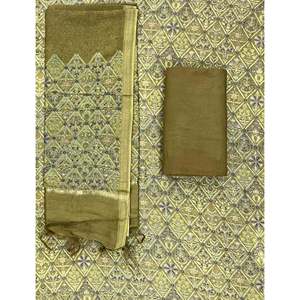 Hand Block Printed Unstitched Chanderi Salwar Kameez Anarkali & Pakistani Styled <b>Suit</b> for Daily Wear - Product Image 1