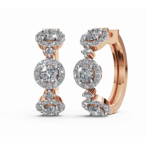 Aros de Diamantes Eternity of Brilliance, Oro de 9 KT, 14 KT, 18 KT, Corte Redondo, Joyería Cultivada en Laboratorio, Proveedor Mayorista OEM B2B - Product Image 1