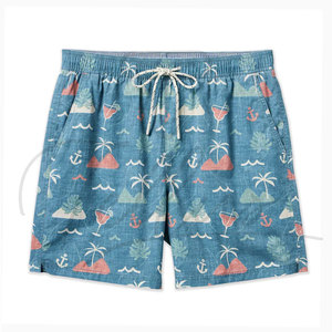 <b>Mens</b> Wholesale OEM Custom 4 Way Stretch <b>Elastic</b> <b>Waist</b> 100% Polyester Breathable Quick Dry Board <b>Shorts</b> - Product Image 1