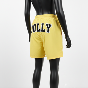 Shorts Deportivos Premium para Mujer, 200 GSM, Nailon y Elastano, Color Amarillo Brillante, Suaves, de Secado Rápido, con Logotipo Bordado Personalizado - Product Image 5