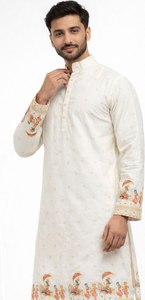 Un tissu en soie jacquard dola, spécialement conçu pour votre kurta prêt-à-porter pour homme, idéal pour votre mariage. - Product Image 3