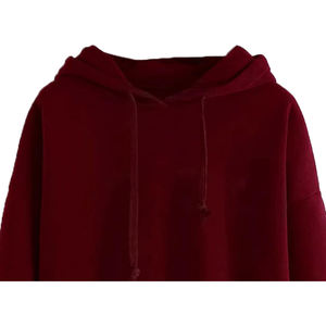 เสื้อฮู้ดผู้หญิงสำหรับฤดูหนาว ผ้าฝ้ายฟลีซ 100% เป็นมิตรกับสิ่งแวดล้อม ระบายอากาศได้ดี กันลม ปักโลโก้ด้านหน้า สีเข้มเมห์รอน บริการ OEM - Product Image 4