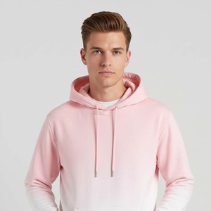 Conjunto de Sudadera con Capucha y Pantalones Deportivos para Hombre, de Algodón Suave de Alta Calidad, Estampado Sólido Vintage, Ecológico, con Tinte Degradado de Rosa a Blanco - Product Image 6