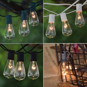 St38 chuỗi đèn Vonfram sợi thủy tinh rõ ràng cổ điển có thể kết nối ngoài trời sân vườn đèn trang trí 7.6m 15m 30m - Product Image 5