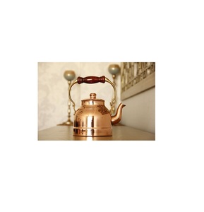 Authentic hand hammered copper <b>kettle</b> with curved spout and natural <b>wooden</b> grip ideal for farmhouse kitchen decor - Product Image 6