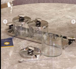 Bandeja de servicio segura de contacto para alimentos apta para lavavajillas de metal decorativo plateado de diseño moderno - Product Image 2