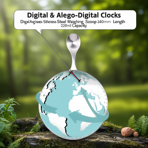 <b>Digital</b> & Analog-<b>Digital</b> <b>Clocks</b> Stainless Steel Weighing Scoop Silver 240mm Length 220ml Capacity - Product Image 3