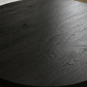 Table à manger en bois de manguier massif, faite à la main |   Meubles de salle à manger industriels modernes |   Table en bois noir avec base en métal en forme de croix - Product Image 5