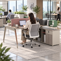 Poste de travail de bureau moderne modulaire double poste en L avec écran en tissu pour zone de projet/studio