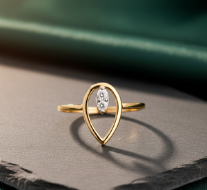 Anillo de Oro con Forma de Lágrima, Diseño Hueco Elegante, Regalo de Boda para Mujer - Product Image 5