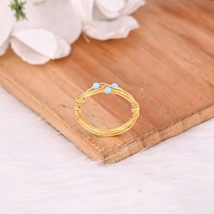 Turquoise Gemstone Solid 925 Sterling Silver <b>Yellow</b> Gold Plated Women Handmade Designer Ring Jewelry Unique Gift For Her - Product Image 4