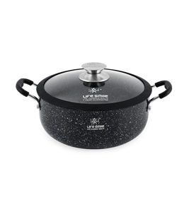 Marmite en granit de qualité supérieure antiadhésive avec couvercle en verre et bord en silicone - Product Image 1