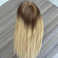 Nouveau en stock, couleur 7x8 8x8, toupet en soie, 100% cheveux humains vierges européens non traités, toupet en soie, trame tissée à l'arrière