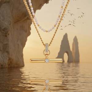 ชุดสร้อยคอประดับมุกและจี้รูปตัว T สไตล์เจลิยา แอนดี้ - Product Image 5