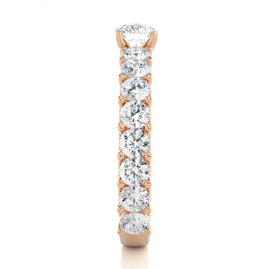 Anillo de Compromiso de Oro Rosa con Cuentas y Moissanita de 3 Quilates, Corte Redondo - Product Image 3