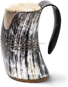 Mug à vin en corne de buffle de haute qualité, design unique, mug à vin et bière en corne de buffle sculpté, provenant d'Inde. - Product Image 3