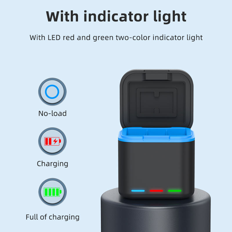 Suitable for Gopro12/11/10/9 Camera Battery Charger Three-charge Storage Battery Box Set Hero10 Battery Charging