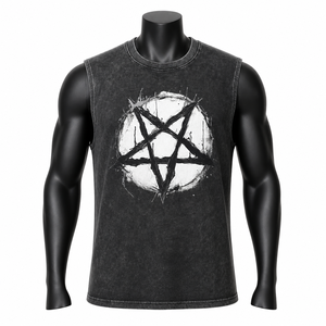 Camiseta sin Mangas Negra Lavada Personalizada para Hombre, Estilo Urbano, Punk, Vintage, de Algodón, para Gimnasio, Venta al Por Mayor OEM - Product Image 1