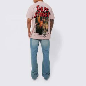 T-shirt surdimensionné personnalisé pour homme, streetwear hip-hop de haute qualité, imprimé en sérigraphie, 100% coton écologique, 300g, coupe ample. - Product Image 2