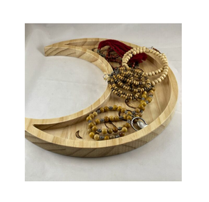 Bandeja de Almacenamiento de Madera Sostenible en Forma de Media Luna, Bandeja de Madera para Mesa de Centro, Estilo Rústico, Gran Venta - Product Image 5