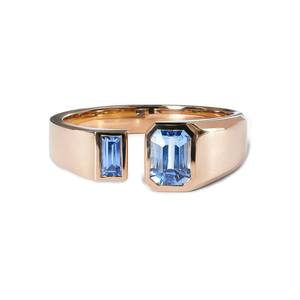 แหวนมรกตพรีเมียมสีน้ำเงินรอยัล ผลิตในห้องปฏิบัติการ ชุบทอง 18K รับรองโดย IGI เครื่องประดับทันสมัยประดับเพชรแบบอเมริกัน - Product Image 1