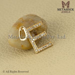 Colgante de oro amarillo de 14 quilates con inicial de diamante, joyería hecha a mano, con alfabeto, venta al por mayor, nuevo diseño - Product Image 3