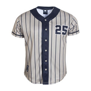Maillot de baseball à rayures, uniforme à manches courtes, boutons complets, vêtements de sport d'équipe personnalisés - Product Image 1