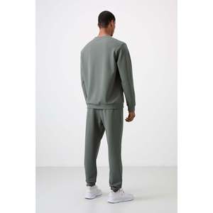 Ensemble de survêtement décontracté pour homme en coton kaki, épais, doux, texturé, coupe confortable, style imprimé - 85253 - Product Image 1