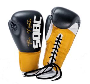Venta al por mayor de alta calidad negro 12oz guantes de boxeo adulto profesional con cordones de cuero ganador logotipo personalizado guantes de boxeo - Product Image 3