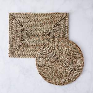 Vente en gros de sous-verre en paille napperons ronds en macramé tissés bohème naturel napperon en jonc de mer - Product Image 5