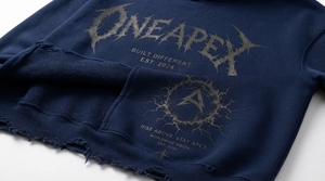 Dark <b>Navy</b> Hoodie <b>Men's</b> Distressed Oversized Hoodie Streetwear Heavyweight Cotton <b>Fleece</b> Pullover Print Raw Hem Casual Sweats - Product Image 6