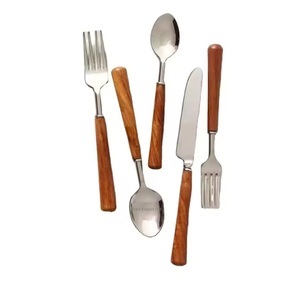 Excellent look ensemble de couverts en acier inoxydable argenté avec manche en bois ensemble de couverts faits à la main pour la maison mariage vaisselle utilisation - Product Image 2