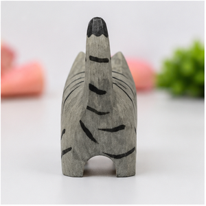 Sculpture de chat en bois faite à la main, figurine animale, décoration de table, art moderne pour salon - Product Image 5