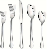 Ensemble de couverts plaqués argent en acier inoxydable de haute qualité de luxe 2025 avec finition brillante pour la maison et les hôtels
