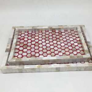 ถาดฝังไข่มุกและกระดูกแฮนด์เมดแบบผสมผสานผสมผสานกันอย่างลงตัวถาดหรูหราสำหรับการจัดแต่งห้องรับประทานอาหารห้องครัวและการนำเสนอของขวัญระดับพรีเมียม - Product Image 3