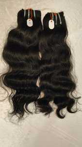 Mechones de pelo de mujer negro virgen rizado ondulado natural sin procesar máquina de vendedor barato pelos humanos de templo indio de doble trama - Product Image 4