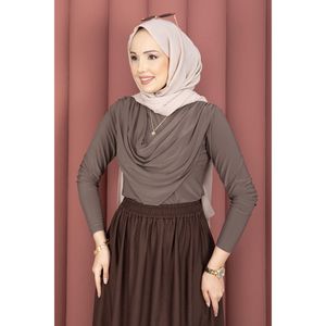 Vestido de punto para mujer Sandy Body, color marrón claro, drapeado - Product Image 5