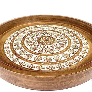 Juego de bandeja de servicio de madera de diseño único e impreso de lujo hecho a mano de alta calidad para el hogar y el restaurante para hoteles-Falak World Export - Product Image 2