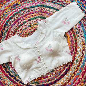 Pure Camric Satin Soie Blouse Vintage Broderie Florale Dentelle Teinture Personnalisée Taille Libre Lisse Coton Diabolo Satin Respirant - Product Image 2